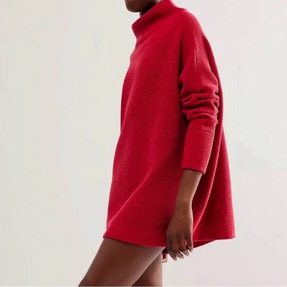 Free People Red Cowl Neck Sweater